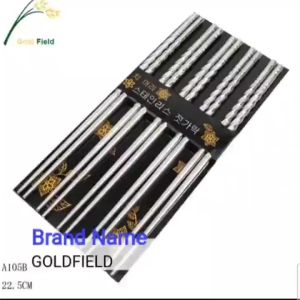 Sumpit Stainless Steel Makan Motif Korean Bulat Ukuran 22 cm/ Sumpit Korea Premium Anti Karat