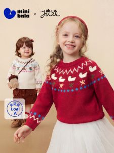 MINI BALA | Áo Sweater Len Màu Đỏ Hình Fair Isle Thân Thiện Với Trẻ Em