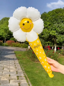 Daisy Flower Handheld Balloon Smile Flower Balloon Wand Party Decoration Photo Prop Kids Gift Graduation Birthday Graduation Balloon Stick