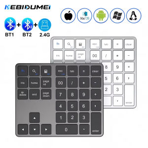 Kebidumei | KEBIDUMEI Dual Mode Numeric Keypad 2.4G Wireless Keyboard Dual Bluetooth Keyboard Rechargeable Numpad Keyboard for PC Laptop