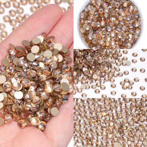 SS3-SS30 Glass Non-Hotfix Rhinestones Golden Shade Series Multi-Size Glitter Gold Flatback Crystal For DIY Nail Art Decoration