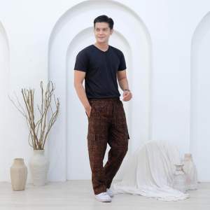 Celana Batik Handmade Cap | Celana Panjang Pria | Celana Batik Boim | Celana Batik Saku Cargo | Celana Batik | Celana Batik Katun Pinggang Karet