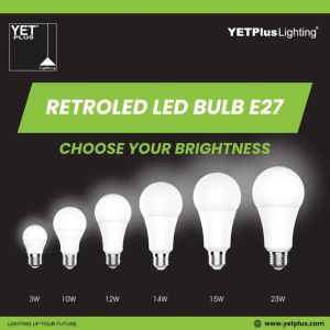 YETPlus LEDEON 12W 32W 52W A60 T100 T125 E27 SMD LED Retroled High Brightness Energy Saving Big Size Bulb (6500K White Daylight) Night Market Use