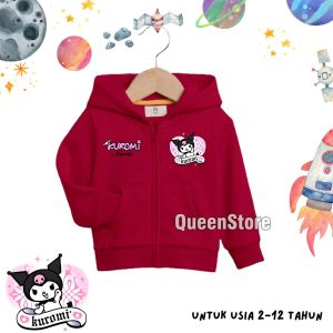 Jaket Hoodie Model Zipper Anak Perempuan Usia 2-12 Tahun Karakter Kuromi Best Seller Sweater