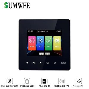 Bộ Khuếch Đại Âm Thanh Bluetooth Gắn Tường Mini Điều Khiển Cảm Ứng Hỗ Trợ Thẻ TF AUX Tích Hợp Radio FM Hệ Thống Âm Thanh Gia Đình Cho Phòng Ngủ Nhà Bếp - 25W 2.0 Kênh