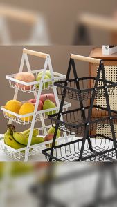 3 Tier Rak Bawang Vegetables Basket Portable Kitchen Storage Fruits Household Toiletries Metel Storage Rack HX28-2842