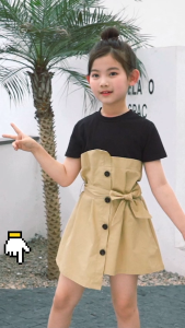 [4-8±Yrs] Gaun Kanak Retro Korea Dress Budak Perempuan Kids Dress Girl Cotton Breathable Soft Kids Korean Style
