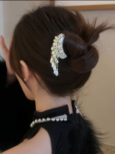 Gold Pearl Tassel Hairpin Bun Headwear Traditional Chinese Style U-Shaped Hairpin Womens Hair Accessories for Various Occasions