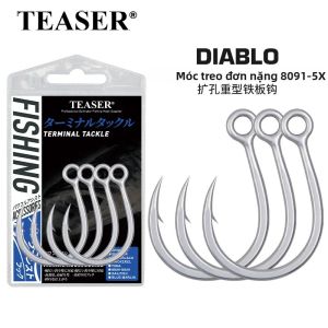 Bộ Móc Câu Popper Nước Mặn TEASER 8091 DIABLO 2/0 3/0 4/0 5/0 7/0 Móc Có Ngạnh Thép Carbon Cao Siêu Chống Gỉ Câu Cá Biển Câu Cá Trên Thuyền Móc Đơn Nặng