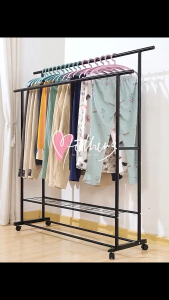 ราวตากผ้าสแตนเลส ราวแขวนเสื้อผ้า มีล้อ ราวตากผ้า หลายขนาดความจุมาก ประหยัดพื้นที่