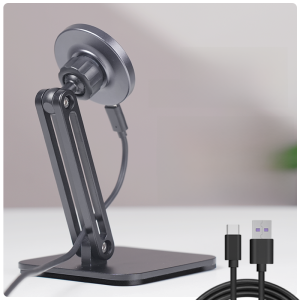 Wireless Fast Charging Magsafe Magnetic Phone Holder Qi Desktop Strong Magnetic Aluminum Alloy 15W Car Mount 17mm Accessories