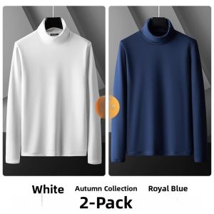 Jeanswest Mens Long Sleeve Fleece Lined High Collar T-Shirt Comfortable Inner Wear Base Shirt for Autumn Winter Youth Fashion