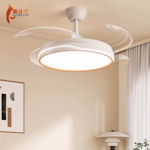 Bluetooth Invisible Ceiling Fan Lights Fan Lamp Living Room Restaurant Home Minimalist Modern with Electric Fan Audio Electric Fan Chandelier
