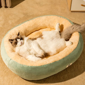 ComfyCuddler Large Pet Bed - Cozy Cotton Oval Cat & Dog Mat with Thickened Warmth for All Breeds