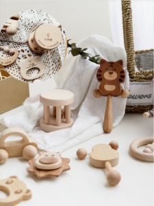 MAO·DUO | Bite-Resistant Baby Rattle Teether Wooden Shaker