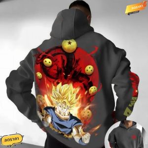 เสื้อฮู้ดลายอนิเมะดราก้อนบอล ฤดูใบไม้ร่วง-ฤดูหนาว 2025 สไตล์ฮาราจูกุ ทรงโอเวอร์ไซส์ ผ้าฝ้าย พิมพ์ลาย สำหรับผู้ชายและผู้หญิง สไตล์สตรีท