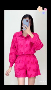 TW21926 Set 2 ชิ้น เสื้อเชิ้ตแขนยาว + กางเกงขาสั้น ..