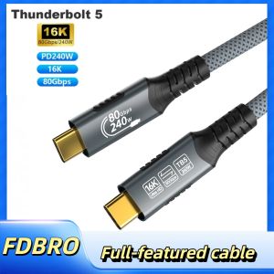 16K Thunderbolt 5 Cable 80Gbps Ultra High Speed USB-C to USB 4.0 Full-Featured Cable For MacBook Pro iPad Pro Laptop Phone