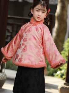Thickened New Years Outfit Childrens Tang Suit Girls Style Hanfu Little Girl Traditional Chinese Style Top Childrens Clothing