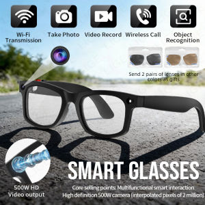 LIGE | LIGE 1080P Smart Glasses 500W HD Camera AI Recognition WiFi Bluetooth Dual Mic Noise Cancel for Cycling Sports Outdoor Men Women