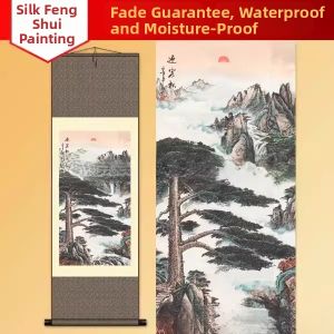 Decorative Ancient Style Silk Chinese Painting Pine Trees