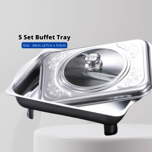 YU Kitchenware 5 set 35x27 BUFFET TRAY SET / SERVING TRAY / FOOD PAN KENDURI SET CATERING