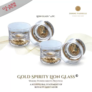 Dining Vaisselle - Gold Spirity Lion Glass แก้วคริสตัลหัวสิงโตทอง 150ml Pack 4/6/10