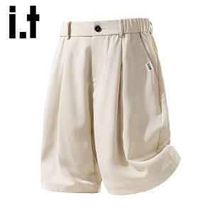 izzue | Mens Loose Straight Solid Color Five-divided Pants