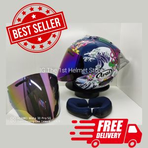 Oriental Ram4 Glow In The Dark Open Face Helmet  Free Spoiler Free Visor Rainbow
