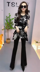 Slimming Belted Womens T-Shirt Spring Summer New Style Elegant Flared Sleeve Overhead Top Fashionable Streetwear