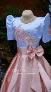 HABLON Modern Filipiniana Gown for Girls Kids Ages 2–12 Blush Pink Beige UN ASEAN Day Buwan ng Wika