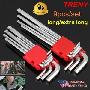 TRENY 9Pcs 1.5mm-10mm Durable Wrench Ball Point Allen Hex Key Set Metric Type Ball Point Hex Allen Key A-KEY SET Ball Point