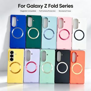 Color Skin Feel PC Magnetic Case for Samsung Galaxy Z Fold 8 Ultra 7 6 5 for Magsafe Wireless Charging Screen Film Protect Cover