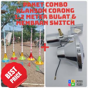 Klakson angin terompet Truk Corong panjang 1.2Mtr & Membran Switch ( Combo Hemat )
