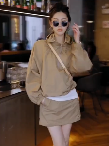 Womens Spring And Autumn Sun Protection Jacket Casual Loose Zipper Cardigan Jacket Top L2960