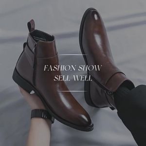 NUDANLAI | Mens Autumn New Sharp Toe High Ankle Martin Boots