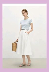 High-quality Stretch Cotton Solid Color T-shirt Early Spring Basic Style Slim Fit Round Neck Short Sleeve Versatile for Eve