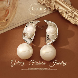 Elegant Silver Irregular Pearl Stud Earrings Womens Fashion Jewelry Unique Design Sensation Earring Accessories