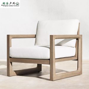 Scandinavian Outdoor Teak Sofa House Courtyard Casual Outdoor Garden Outdoor Waterproof and Sun Protection Solid Wood Bed & Breakfast Furniture