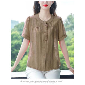 QIAOXIZI | Áo Sơ Mi Mỏng Cotton Linen Cho Mẹ