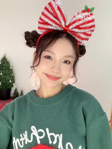 Christmas headwear gift bow hairband for adults and children three sets