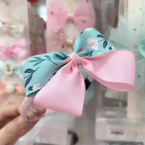Cài tóc nơ ruy băng phối hoa cho bé gái phụ kiện tóc xinh xinh cho bé gái