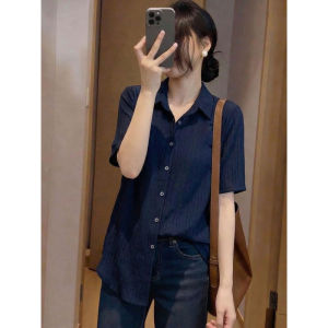 V-Neck Straight Shoulder Short Sleeve Shirt