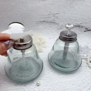 Transparent Glass Nail Art Alcohol Remover Bottle Press Type Nail Cleaning Water Leak Proof Tool for Beauty Makeup Tools