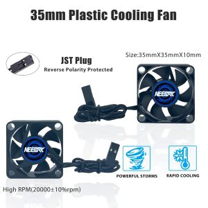 NEEBRC 25/30/35/40/45/50mm RC Cooling Fan Heat Sink 10000-30000RPM High Wind Rapid 5V-12V JST Plug for RC Car 28/36/42mm Motor