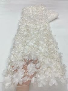 Handmade 3D Embroidery Net Lace for Women Light Fabric Luxury Garden Enthusiasm Unique New Fashion Design Wedding Dress