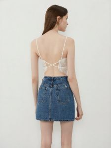 D-PLAY | White Lace Back Lined Bralette Camisole