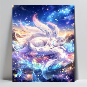 40x50cm Paint By Numbers Handpainted Canvas Painting White Fox Painting By Numbers for Adults Home Decor