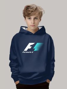 The 2025 autumn new childrens soft sweatshirt 3D F1 formula printed casual childrens sportswear