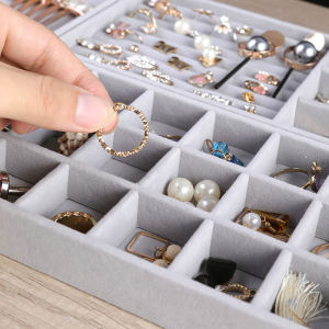 【Muswannas】Stackable Flannel Jewelry Bracelet Storage Box Drawer Rings Display Box Rings Necklace Jewelry Organizer Case Gift Watch Holder